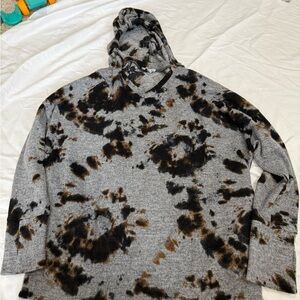 White Birch Gray and Black Tie-Dye Hoodie